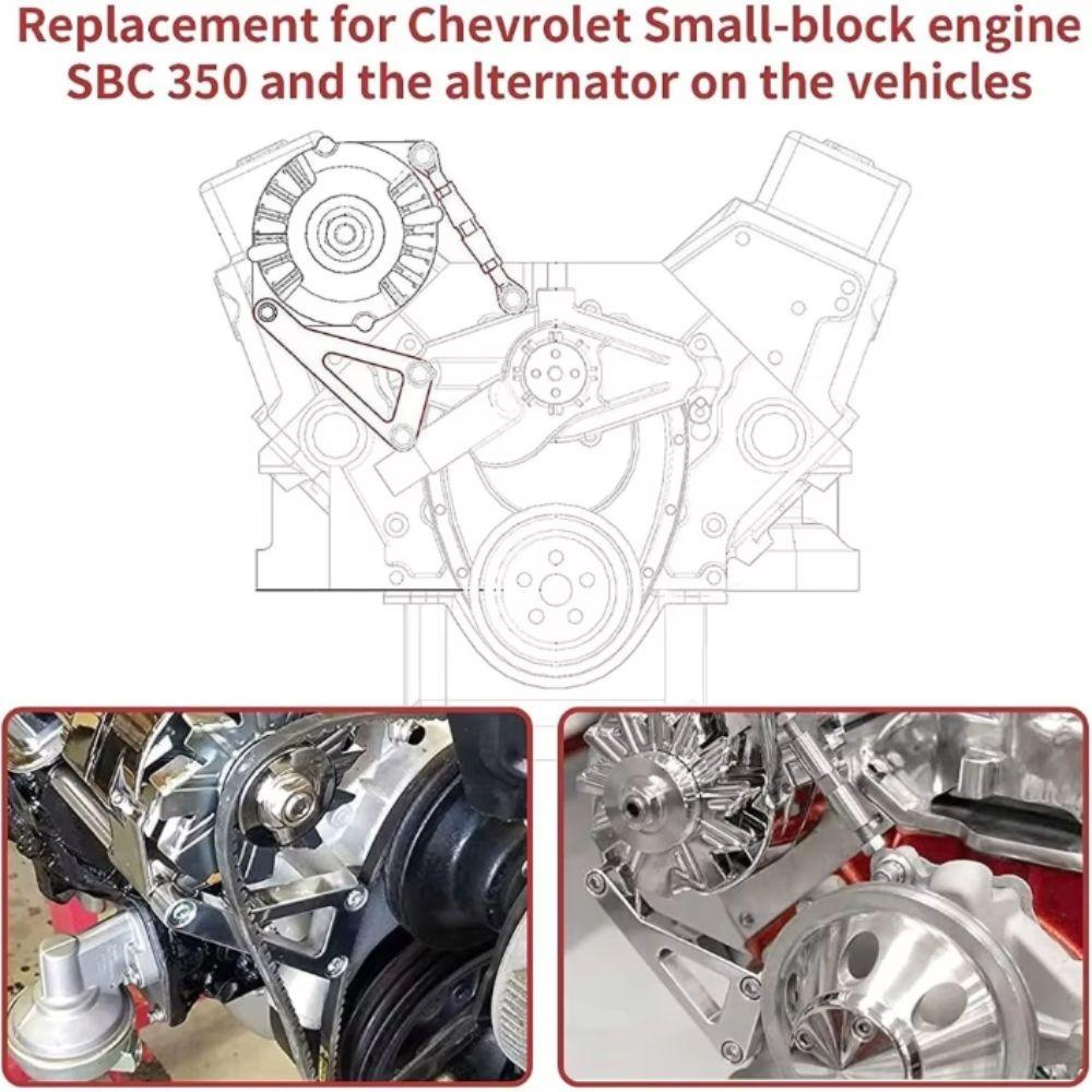 Aluminum Zinc Zinc Alloy Alternator Bracket Kit Adjustable Design LWP Bracket Kit Performance Upgrade
