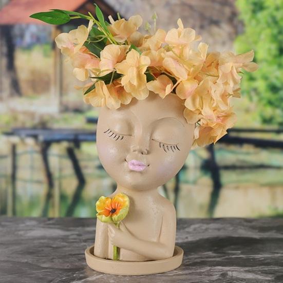 

Держатель для цветов, товары для дома, легкая ваза для цветов в форме лица девушки, креативная декоративная ваза