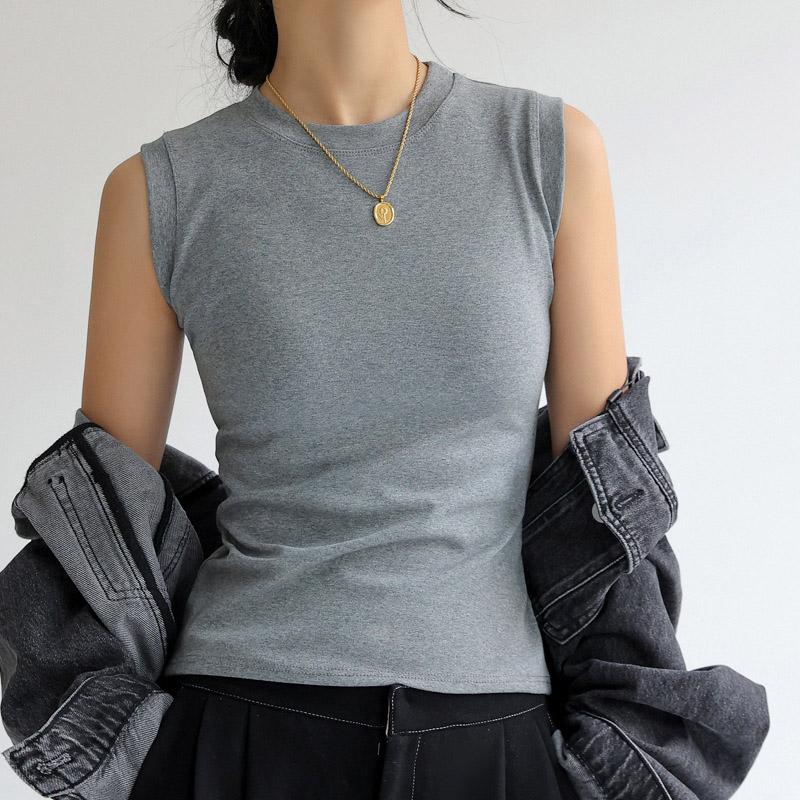 Camisole Vest for Women Cotton Round Neck Colourful Basic Sleeveless Undershirt Tops Tees with Coverage for Side Cleavage