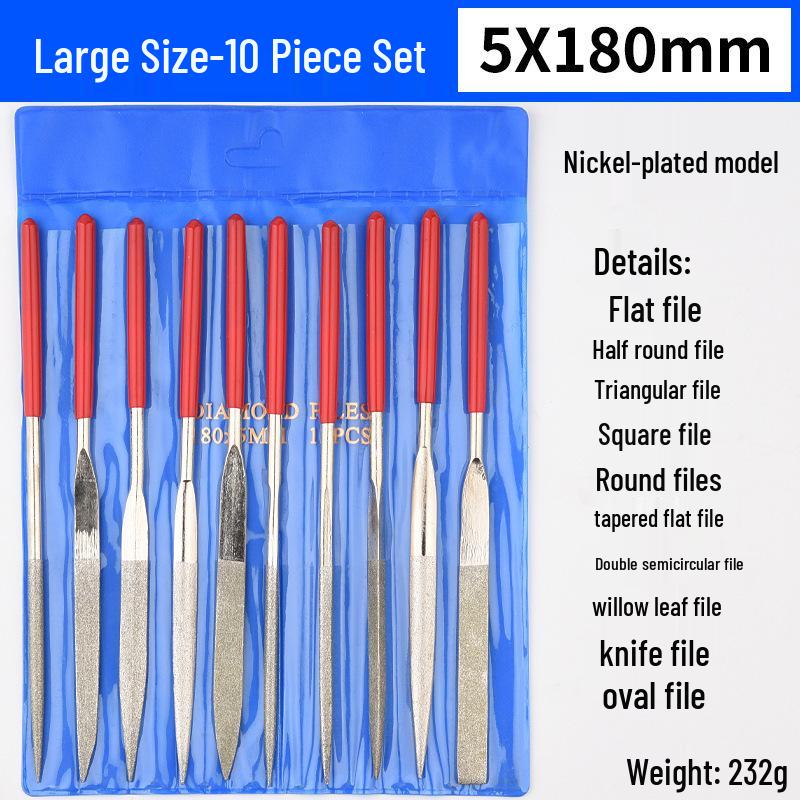 10-Piece Mini Triangular File Set for Woodworking & Metal Grinding Tools