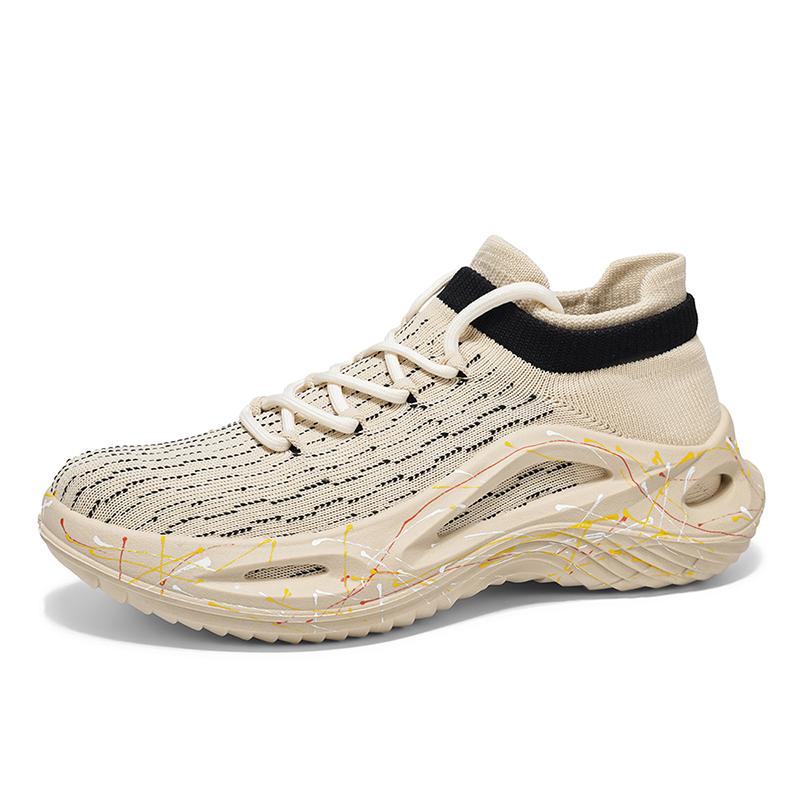 Spring And Summer New Thick Soles Breathable Flying Mesh Socks Shoes Men'S Non-Slip Wear-Resistant Casual Shoes