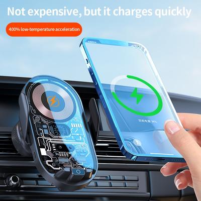 Auto-Handyhalter, kabelloses Laden, kreativer High-Tech-Luftauslass, intelligente Induktion, 66 W, Schnellladung, integrierte Halterung