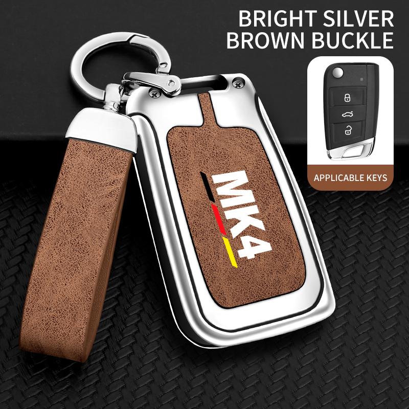 Auto TPU Zinc Alloy Key Case Bag For VW Volkswagen GOLF 4 MK4 Car Key Chain Car Metal Key Shell Interior Decoration Accessories