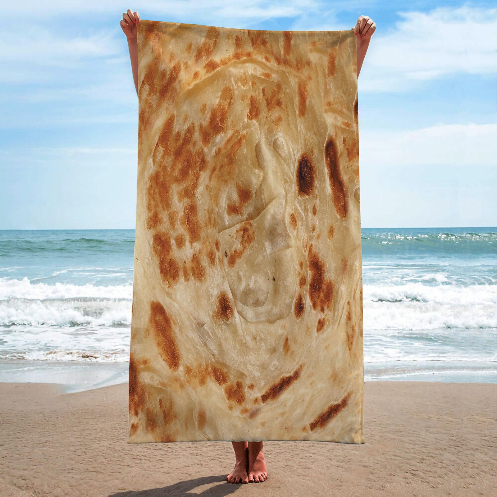 Textilien Boys Mexican Burrito Food Beach Towel Blanket Lightweight Absorbent Quick Dry Sand Free Swimming Shower Pool Bath Towels Girls