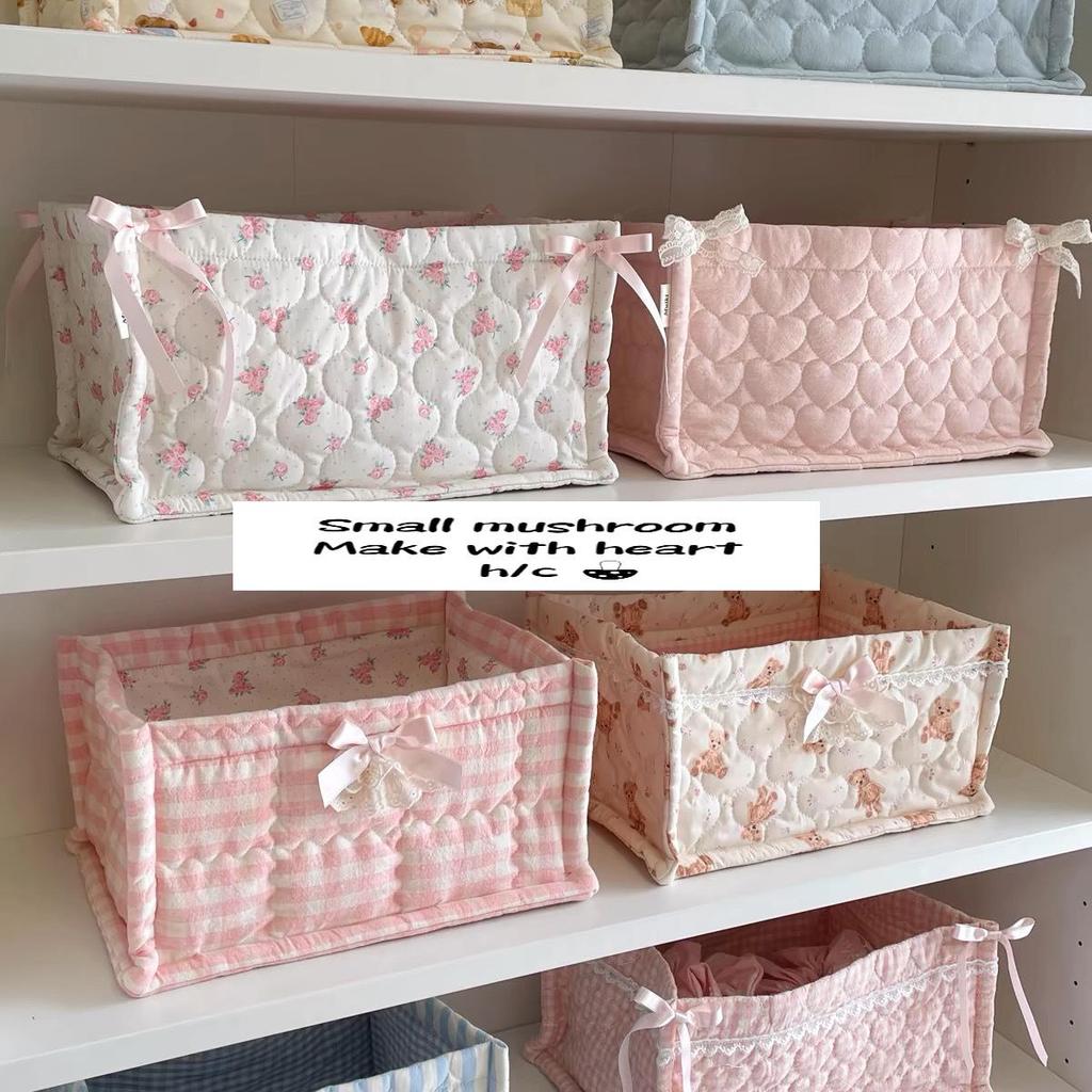 Handmade Quilted Square Storage Basket - Blogger-Inspired Style Desktop Organizer Box