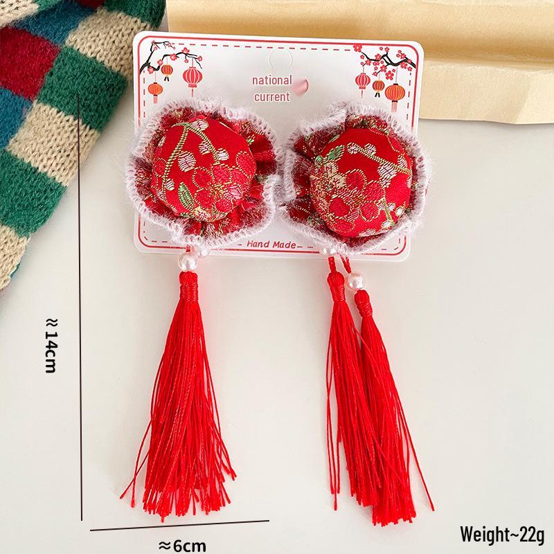 Festive Red New Year Headdress for Girls