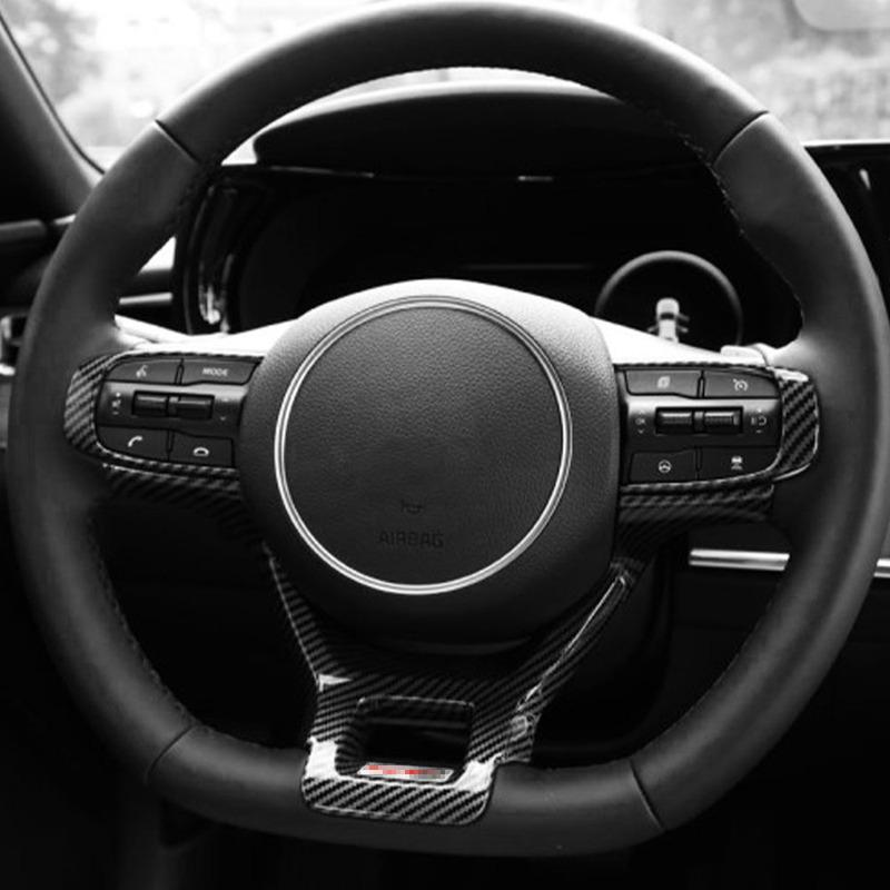 For KIA K5 -2024 LHD RHD Car Carbon Wood Style Steering Wheel Button Decor Cover Center Air Outlet Panel Trim Accessory