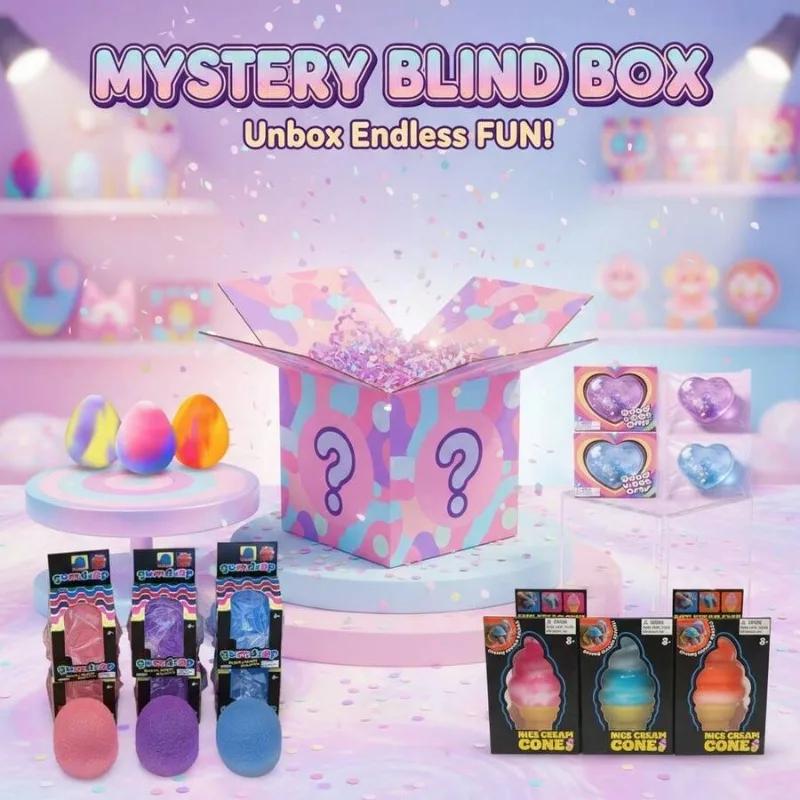 2Pcs Sweet Glitter Squishy Blind Box Random Lucky Surprise Set Soft Stress Relief Squeeze Toys Multi Cute Style Party Favor Gifts