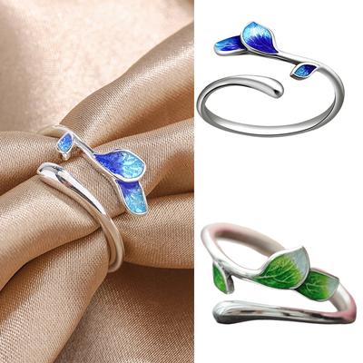 Tree Leaf Shape Dating Rings Adjustable Finger Opening Rings Unique Finger Jewelry Suitable for Party and Daily Wear