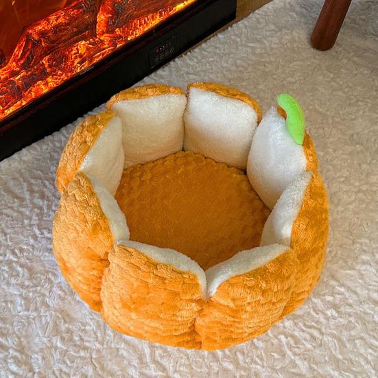 Pumpkin Cat Bed 16.5/19.7 In Soft Fleece Pet Mat Warm Dog