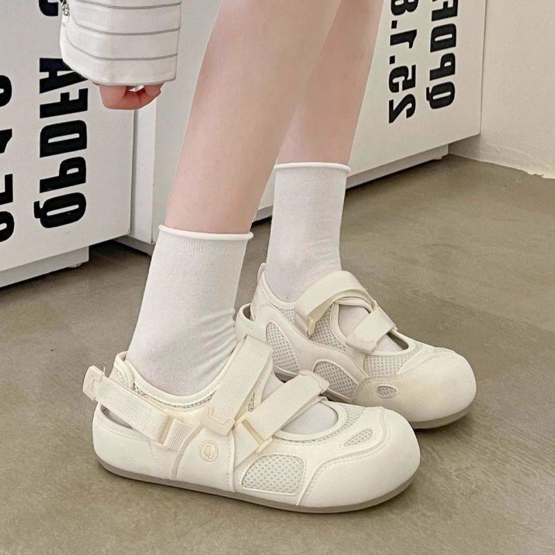 Student platform sports bag head women 2025 new summer little white shoes with skirt Velcro single shoes