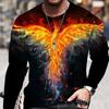 Men Long Sleeve Crewneck Print Fierce Animal Pattern Y2K Fashion Men's Shirt Long Sleeve Street Retro Style Men's Wear