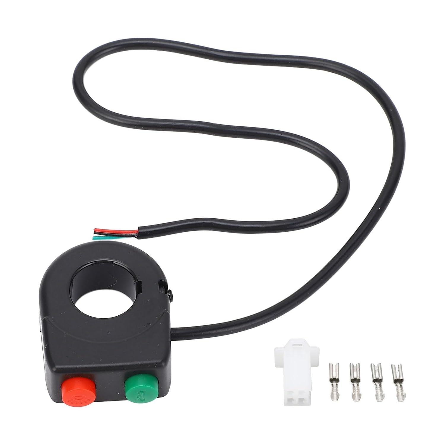 

Qiilu Universal 7/8inch ABS Plastic Handlebar 12V Horn Head Light Black On Off Button Handlebar Switch Fit for Motorcycle Scooter E Bike Black