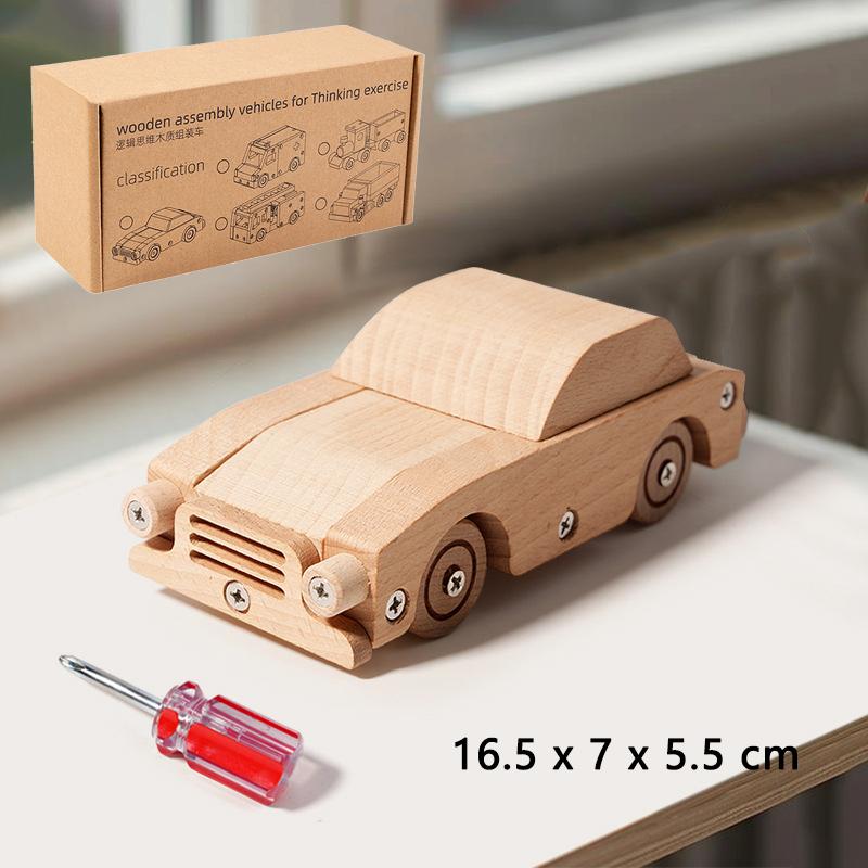 Wooden Screw Assembly Car Montessori Toys Kids Fire Engine Train Creative DIY Vehicle Model Fine Motor Training Educational Toys