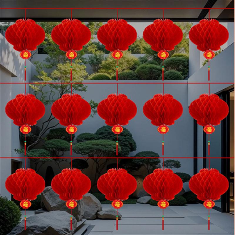 10PCS Chinese Red Paper Lanterns Festival Decorations For New Year, Spring Festival, Wedding And Restaurant Decorations