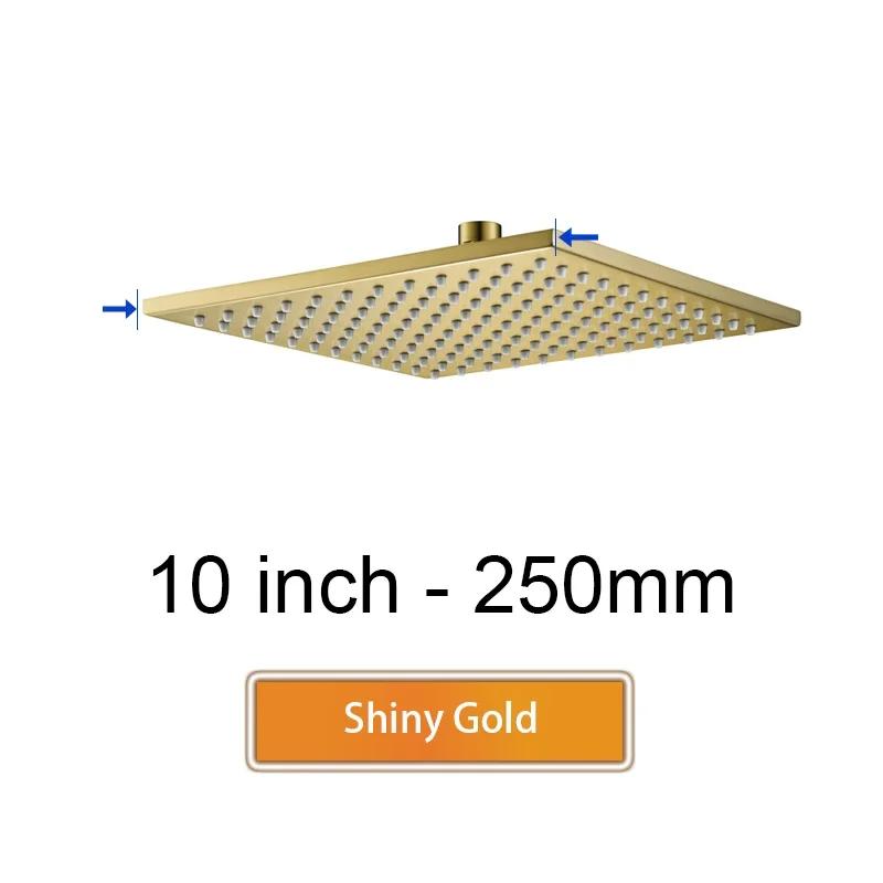 Bathroom Accessories Bath Square Rain Shower Head Quality Brass Shower, Brushed Gold, Rose, Black, Chrome, Brushed Grey