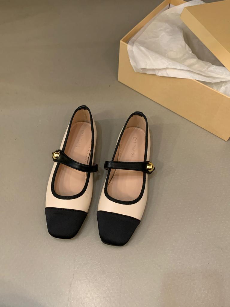 Women Flat Shoes Fashionable and Versatile Square Toe French Mary Jane Shoes Women New Summer Soft Soled Beanie Shoes2025