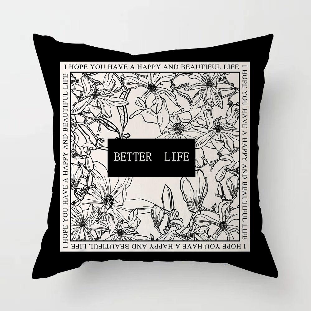 American Retro Light Luxury Pillow Black and White Sofa Living Room Pillow Cushion Dormitory Bedroom Bedside Pillow Removable and Washable