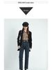 Women's Blue-Gray High-Waisted Straight-Leg Jeans, 2022 Spring/Autumn Style, Slimming & Versatile, Petite Fit, Nine-Point Cigarette Pants