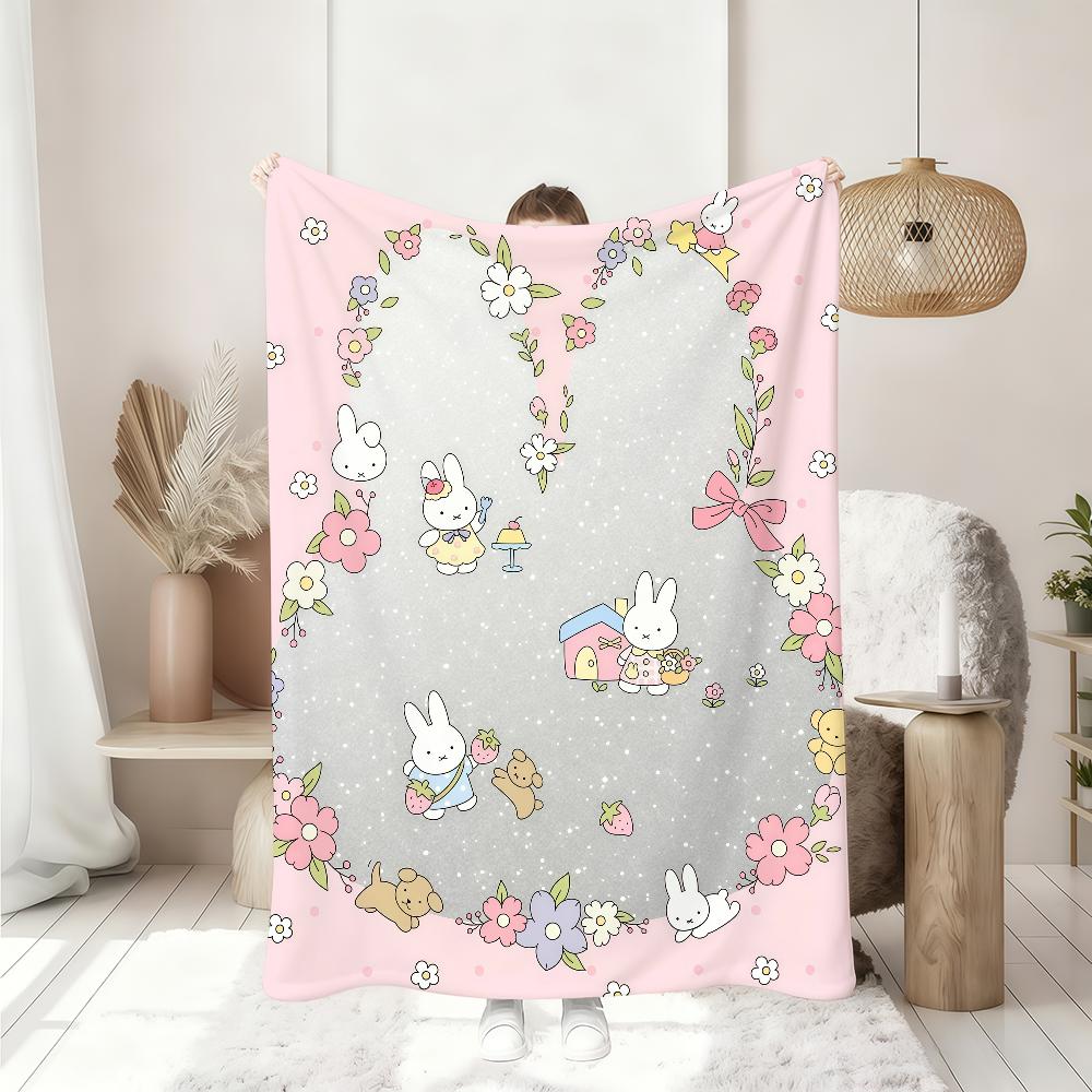Cute M-MiffyS Kawaii Blanket Soft Throw Blanket for Home Bedroom Bed Sofa Picnic Travel Office Rest Cover Blanket Gift