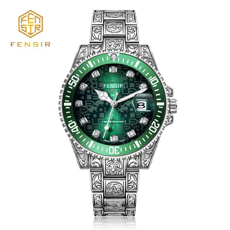 Patterned Steel Band Bracelet Men's Quartz Watch Waterproof Watch Fashionable Personalized Outdoor Sports Reloj