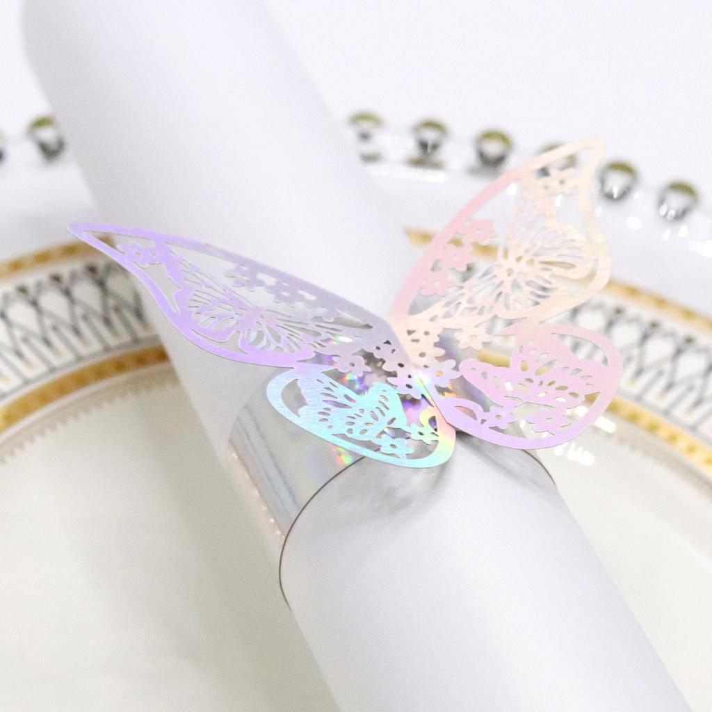 50Pcs Butterfly Napkin Rings Wedding Birthday Christmas Home Dinner Table Decoration Napkin Rings Holders Party Supplies Favors