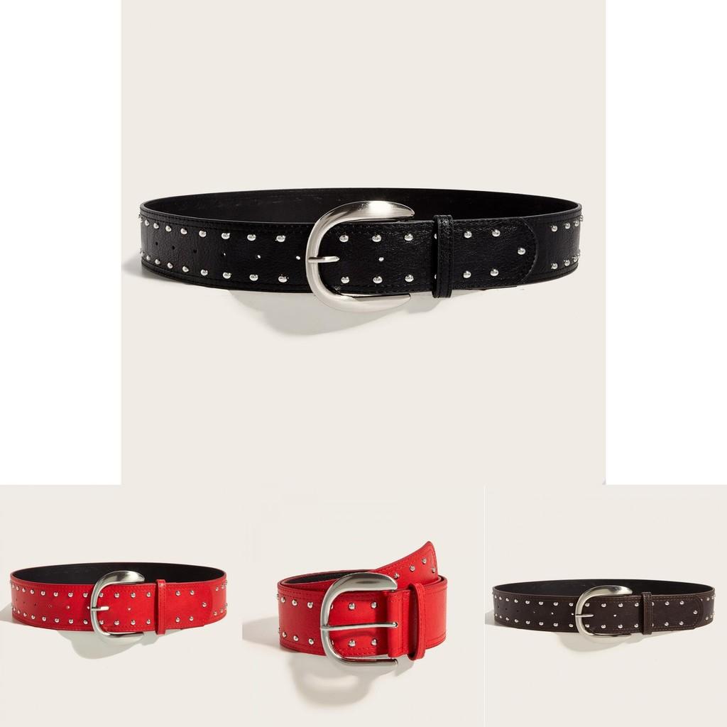 Punk Style Rivet Belt With Alloy Buckle For Streetwear Fashion
