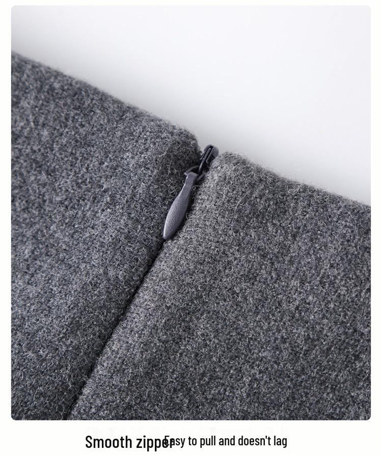 2025 Women's Grey Woolen High Waist A-line Short Skirt - Stylish, Slimming, and Perfect for Autumn/Winter
