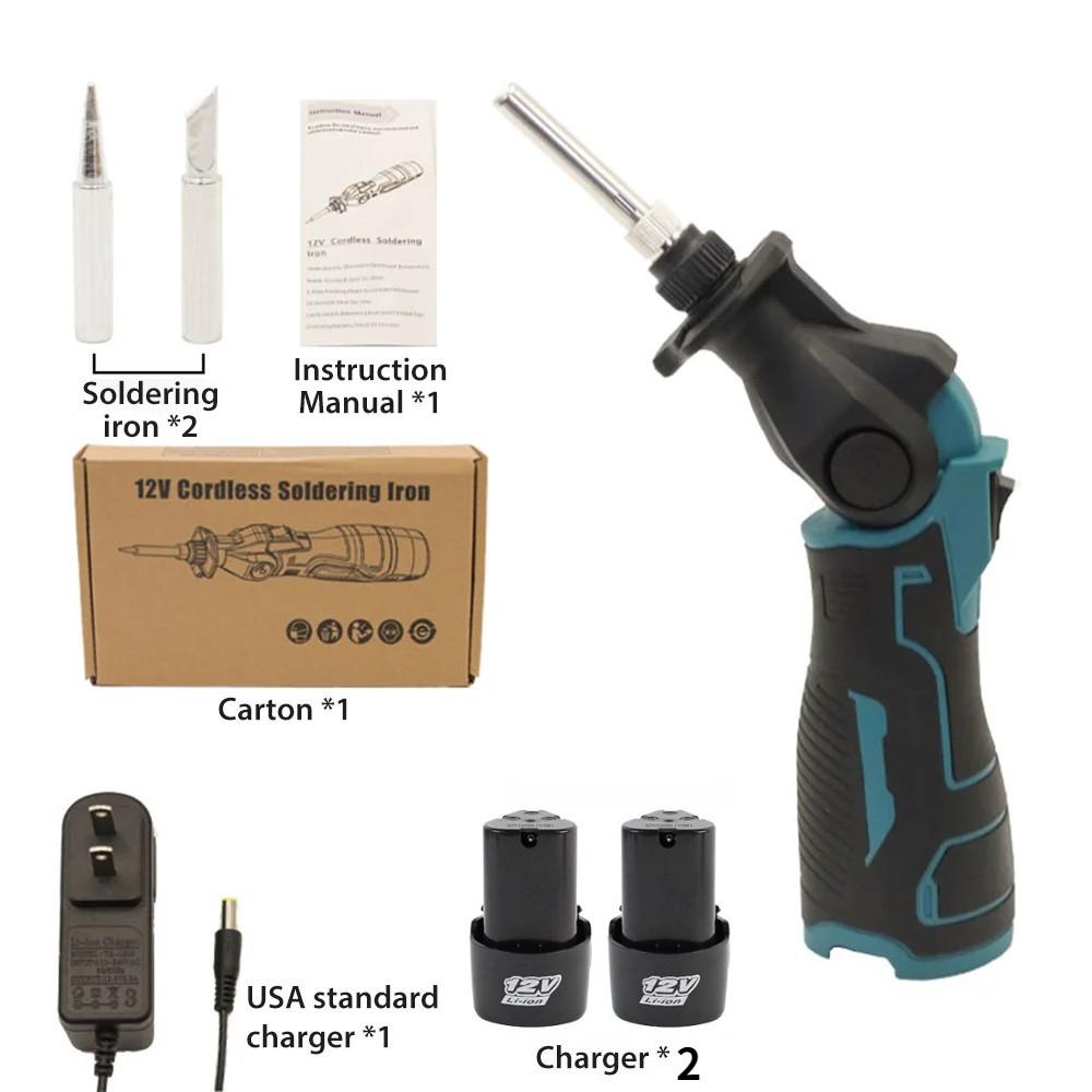 30W 400℃ 90° 12V Wireless Rechargeable Electric Soldering Iron Portable PCB Repair Power Tool Adjustment Welding Gun