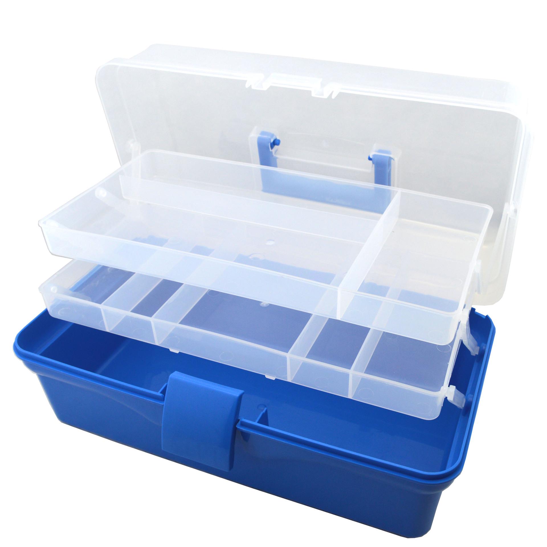 

14 Трехслойный полупрозрачный ящик для художественных инструментов для гуаши и красок G569 Blue - 15 Compartments