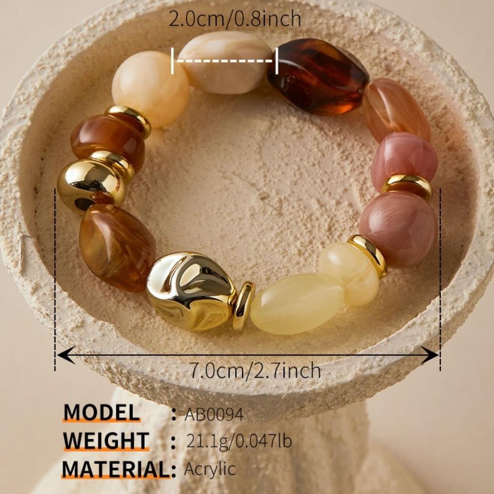 Irregular Beads Boho Bracelet Acrylic Elastic Bracelet New Beaded Bracelet Jewelry Gift 9