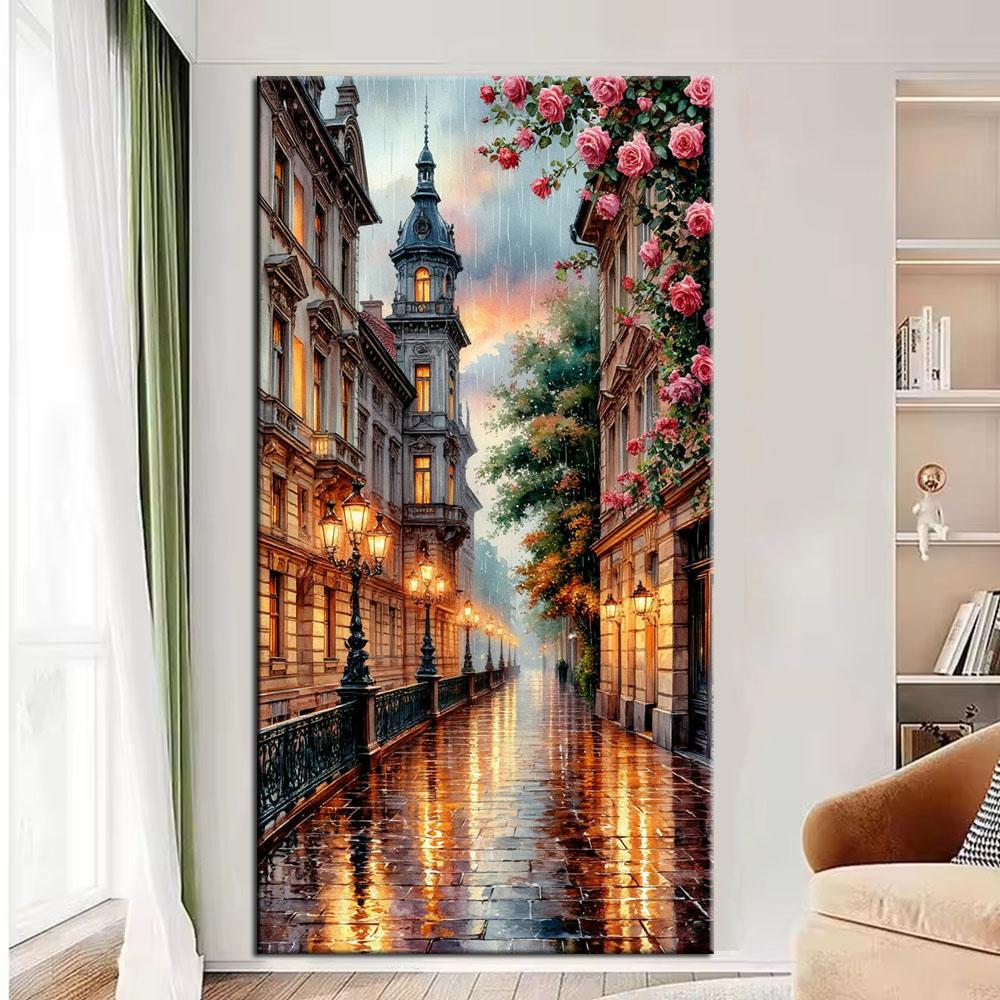 Diy Large Size Beautiful Street Scenery Diamond Painting Art Kits 5D Full Diamond Mosaic Embroidery Rhinestone Picture Wall Decor J3990