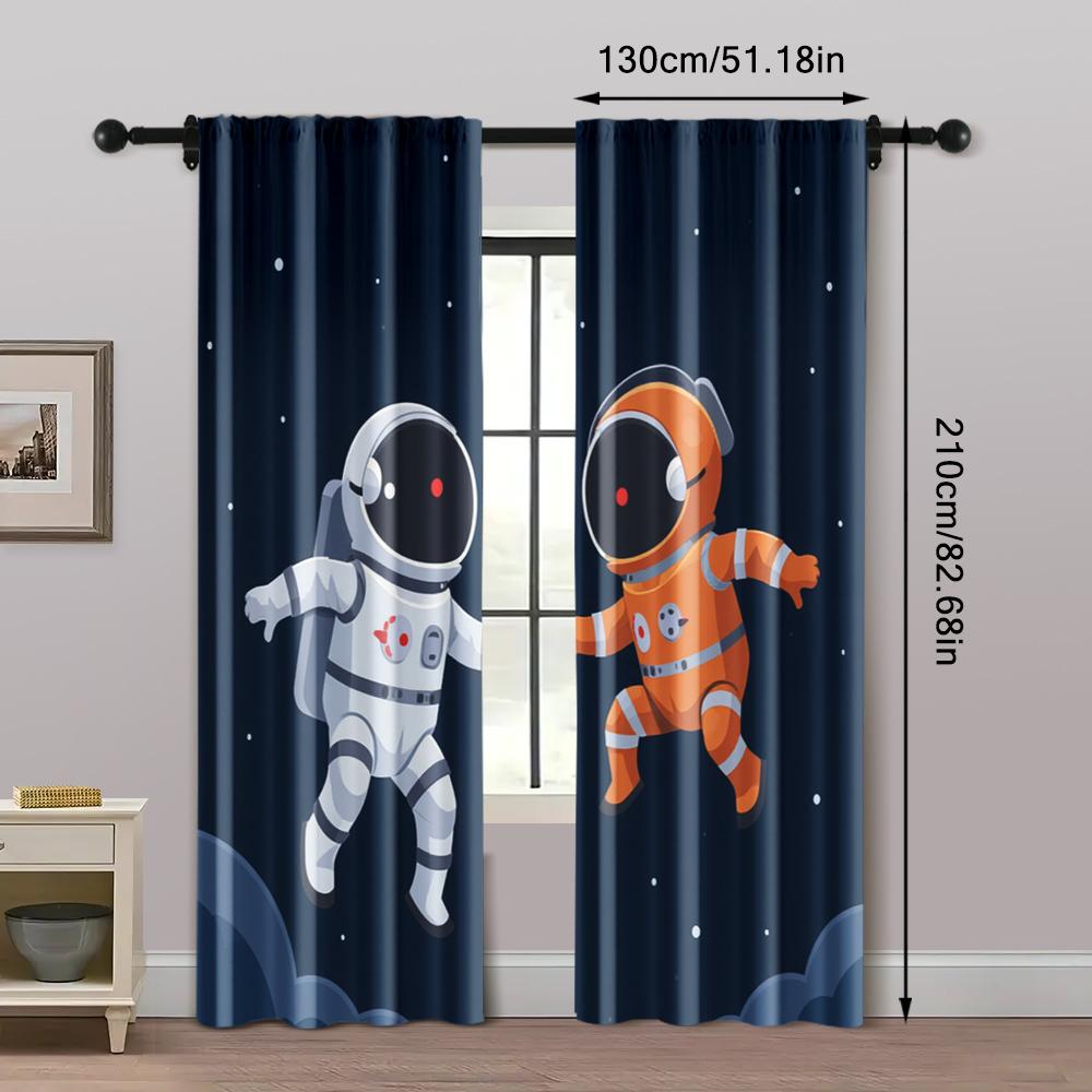 2pcs, Curtains Astronaut Space Astronaut Fabric (without rod) Stuff Clearance Use for Living Room, Office, Kitchen, Bedroom,