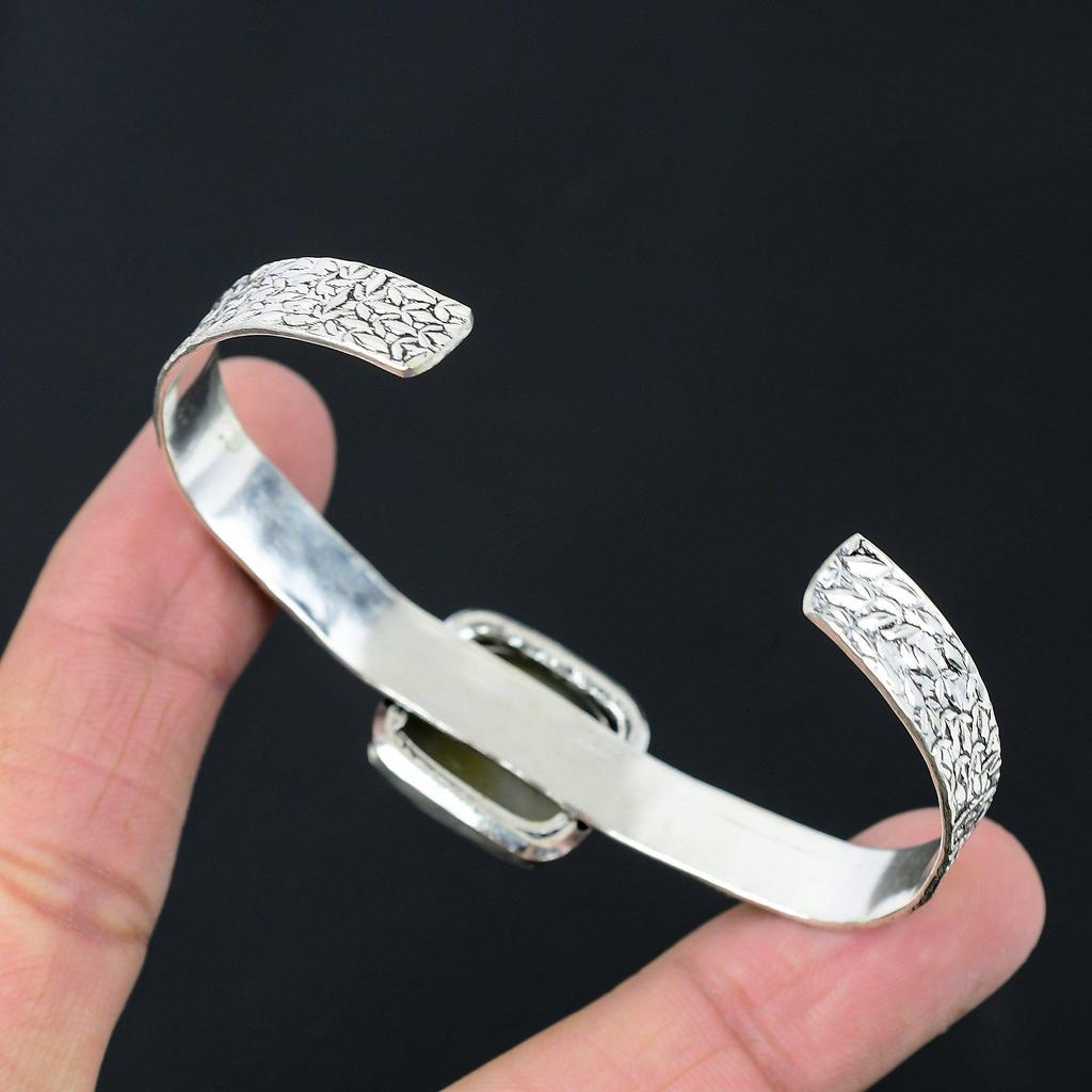 Radiant Fume Agate Gemstone Sterling Silver Wife Anniversary Boho Bangle Jewelry