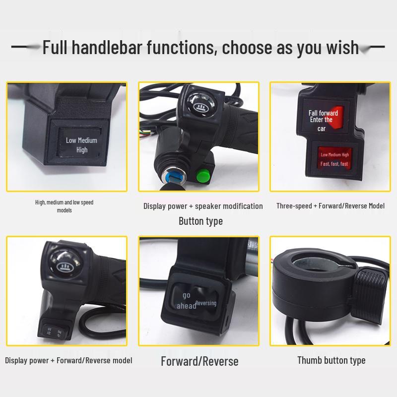 Waterproof Electric Tricycle Throttle Handle: Speed Control Accelerator with High, Medium, Low, Forward, and Reverse Functions.