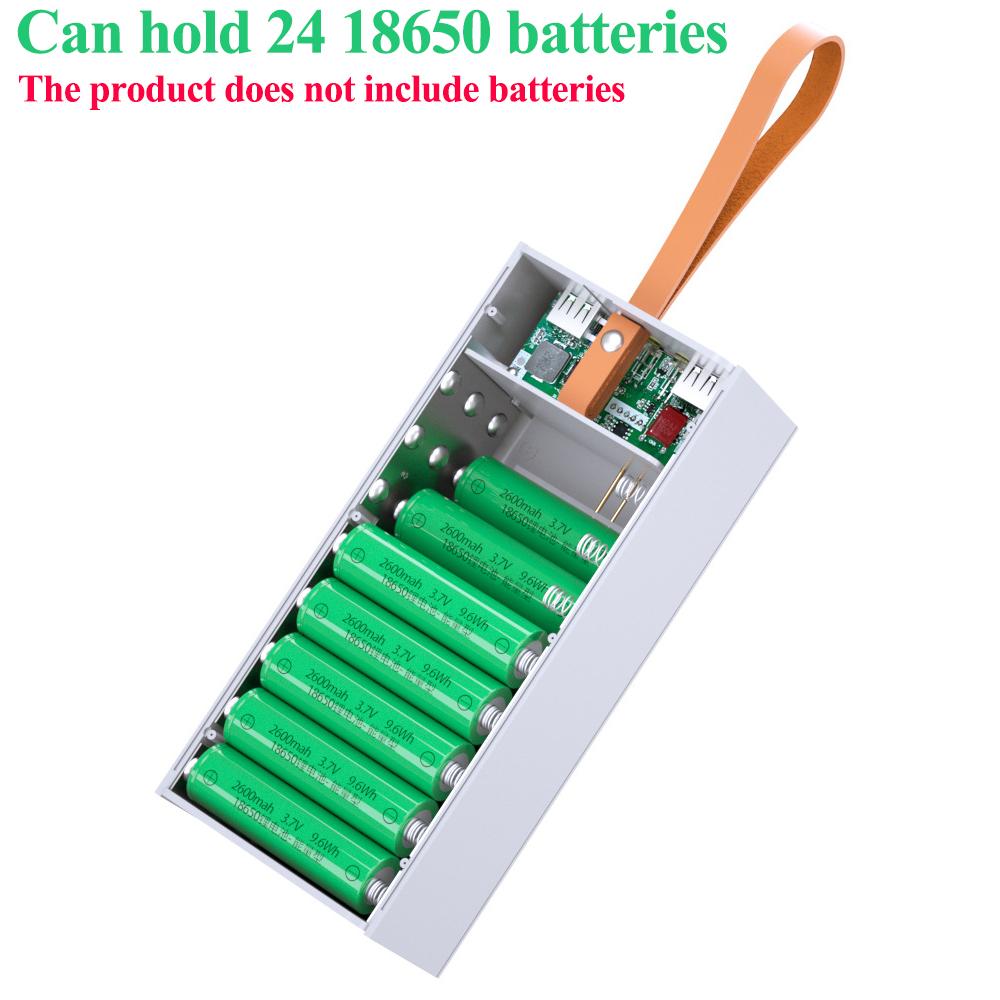 24 Cells 18650 DIY Power Bank Case Kit Detachable No Soldering Wireless Charging Camping Light Mobile Power Shell No Battery