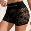 1 Stück Schwarze Spitze Boyshort Sexy Unterwäsche Damen Atmungsaktive Slips Hoher Bund Vollabdeckung Boxer Slips Durchsichtige Spitze Slips für Damen Mädchen