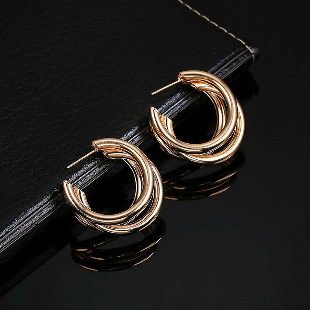 

Semi-circle Geometric 1 Pair Round Circle For Women Jewelry Stud Earrings Hoop Earring Accessories золотой