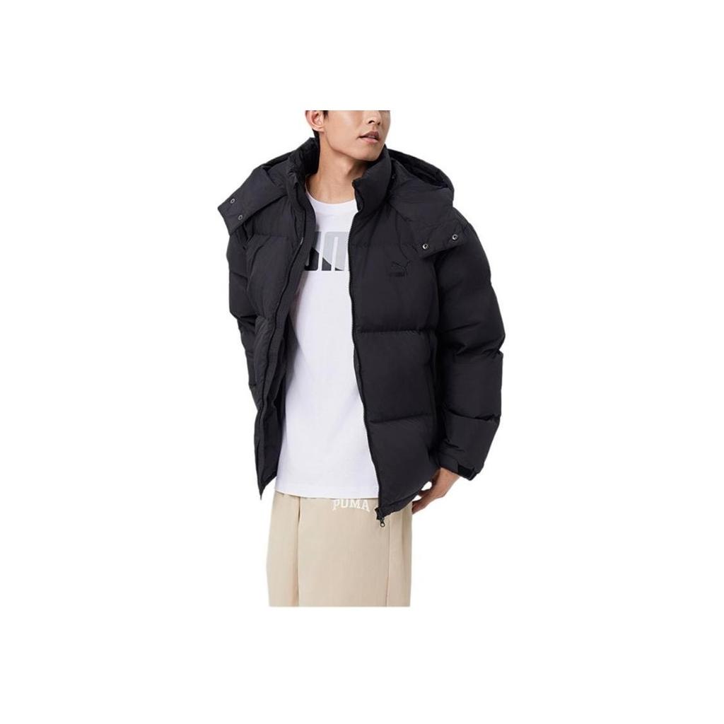 Puma Logo Print Hooded Loose Fit Puffer Jacket Men Outerwear Black 674276-01