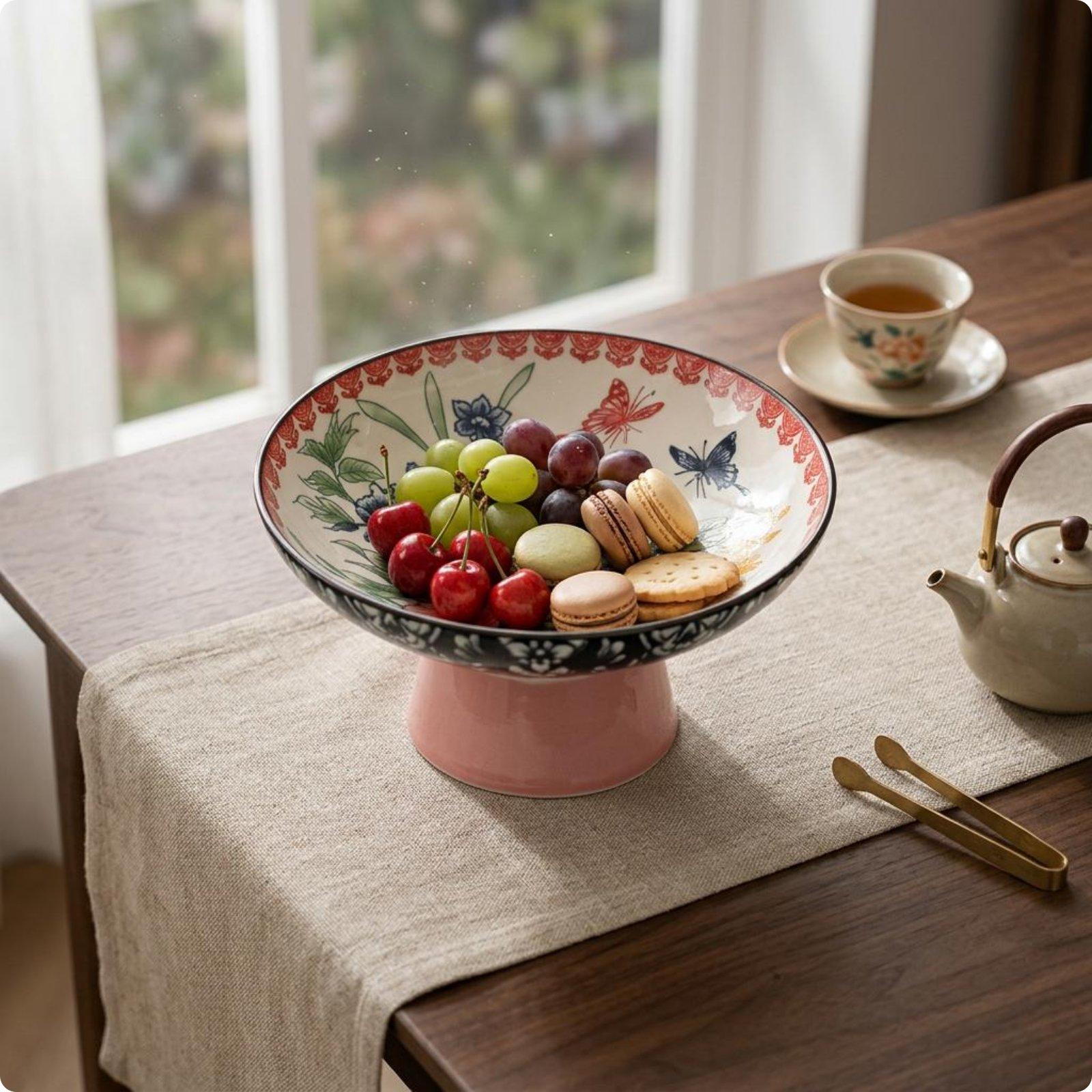 7 Pieces Retro Tea Snack Plate Delicate Chinese Design Ceramic Plate Snack Dish Hand-Painted Pattern Ceramic Dessert Dish