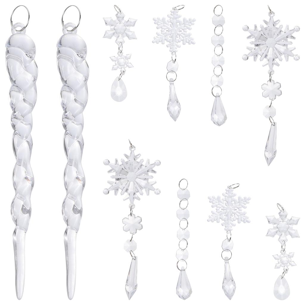 Decorațiune de Crăciun Fulg de zăpadă acrilic transparent Cioc de gheață Ornamente agățate de pom Ghirlande Decorațiuni Accesorii