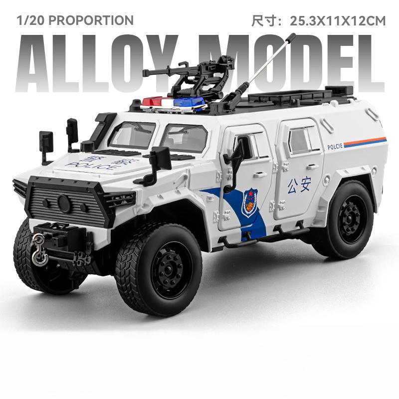 1:20 Polizei Tapferer Krieger Militär Offroad-Fahrzeuge Legierung Metall Druckguss Modellauto Sound & Licht Rückzieher Kinderspielzeugauto Junge