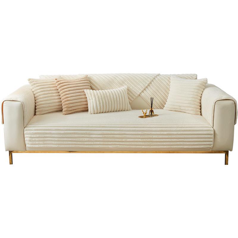 2025 Luxury Winter Sofa Cushion: Thick Rabbit Fur Plush, Non-Slip, Ideal for Solid Wood and Leather