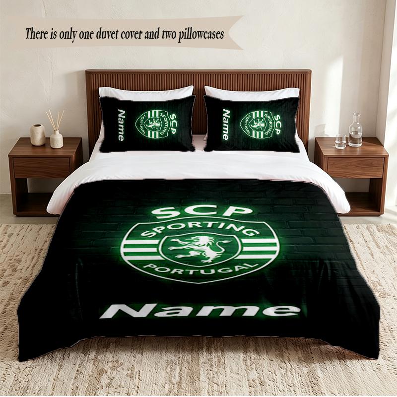 Sporting Clube de Portugal Personalized Custom Name 3‑Piece Bedding Set Soft Duvet Cover Set For Bedroom Home Decor