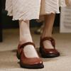 Johnature Retro Genuine Leather Women's Shoes Soft Soled Comfortable All Season Mid Heel Pumps