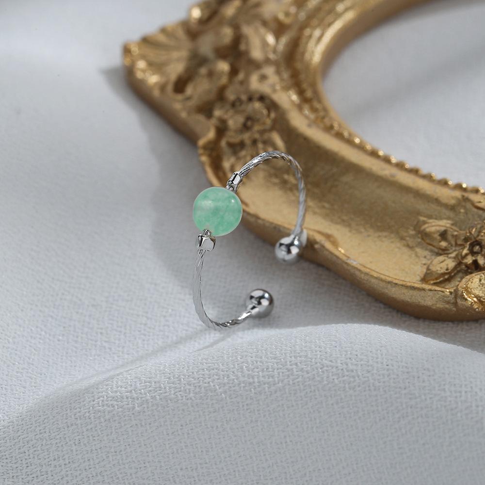 Ventfille Kupferfarbener Ring für Damen Mädchen Geschenk Antiker Jaspis Temperament Hotan Jade Glücksperlen Schmuck Gestempelt gray