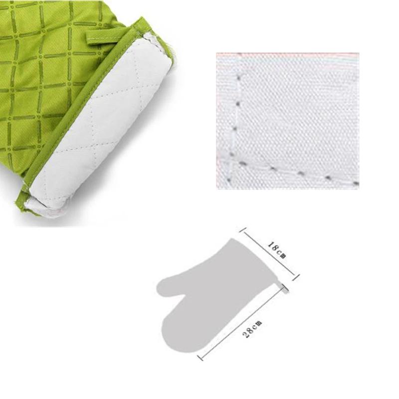 2 Pcs Kitchen Oven Mitts With Non-Slip Silicone Printed Cotton Glove 1 Pair of Heat Resistant Cooking Baking Grilling Tools
