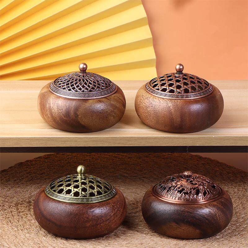 Solid Wood Pan Incense Burner, Indoor Aromatherapy Burner With Sandalwood Incense, Tea Ceremony ,Prayer Rooms, Yoga Decoration