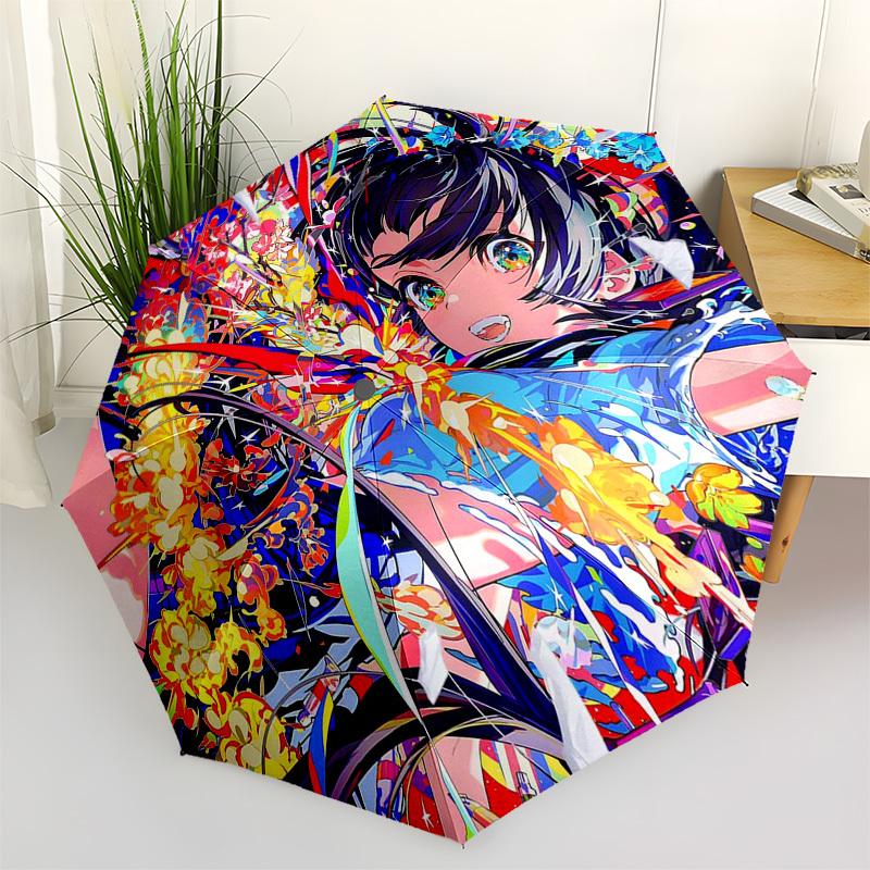 

1pc Anime Character Outdoor Umbrella - Automatic Opening and Closing Umbrella, Convenient Three-Fold Design, 8-Rib Iron Frame, Suitable for Fans,
