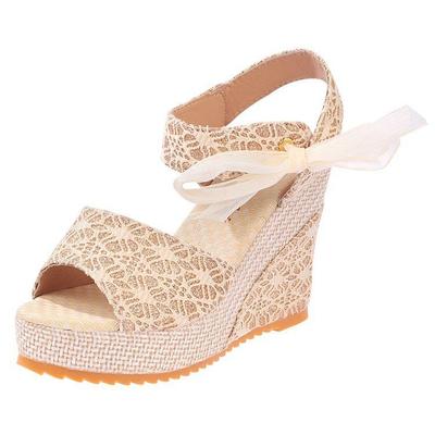 Fashion Hot Lace Leisure Women Wedges Heeled Women Shoes 2024 Summer Sandals Party Platform High Heels Shoes Woman  Hjm